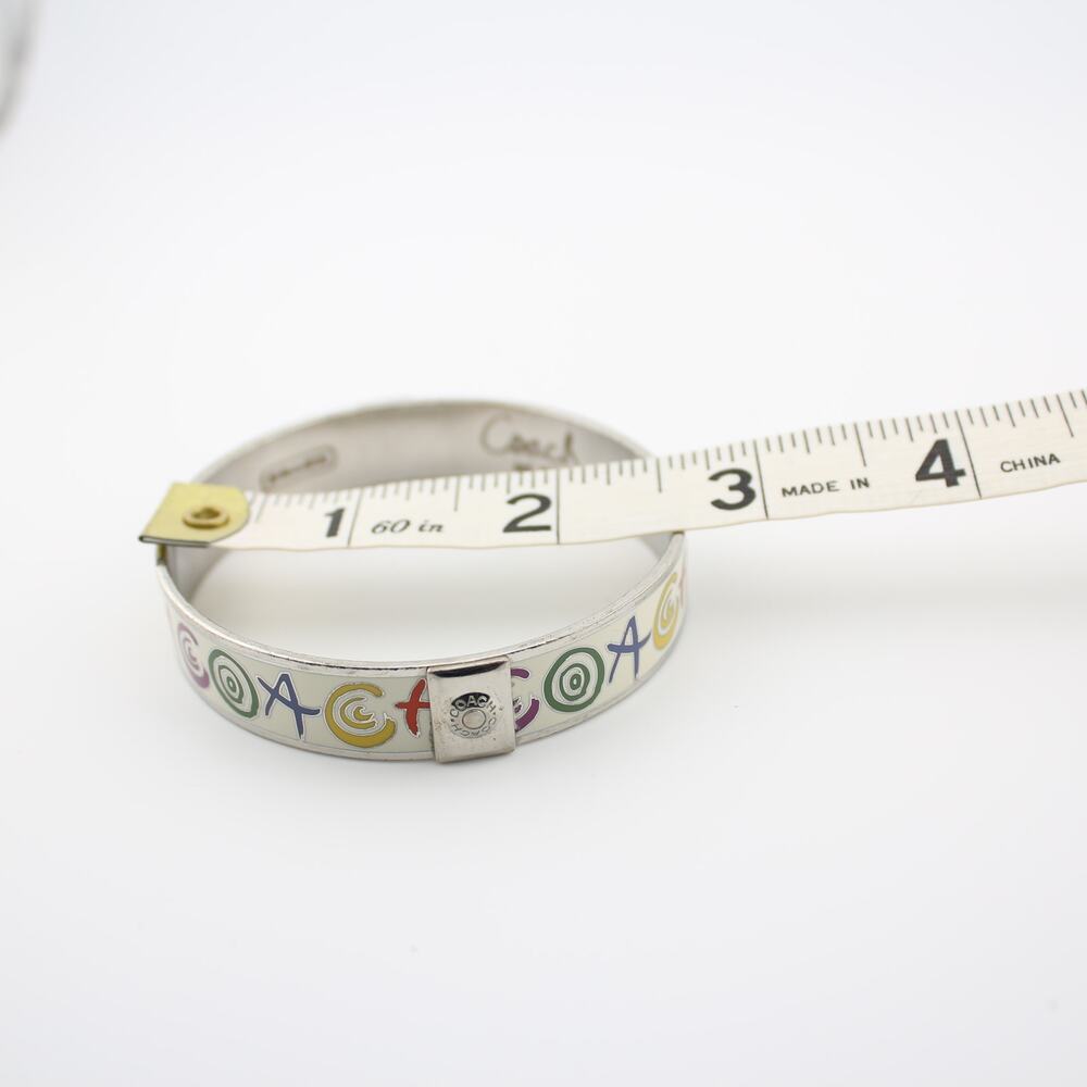 Coach Multicolor Signature Enamel Bangle Bracelet Silver Tone - Picture 7 of 7